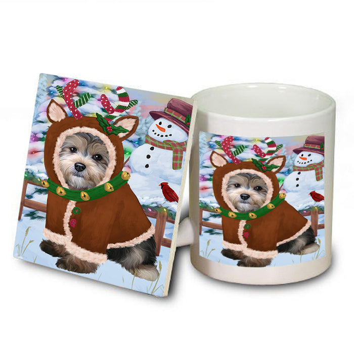 Christmas Gingerbread House Candyfest Yorkipoo Dog Mug and Coaster Set MUC56597