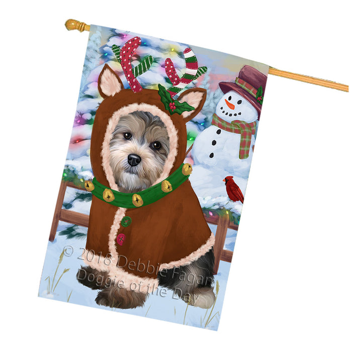 Christmas Gingerbread House Candyfest Yorkipoo Dog House Flag FLG57289