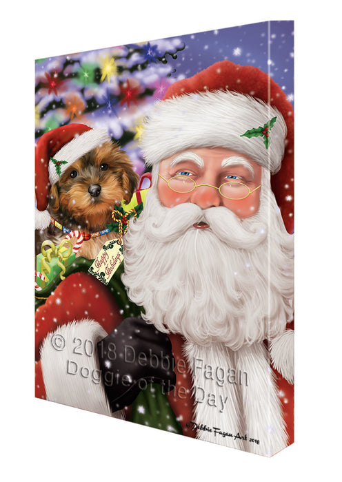 Santa Carrying Yorkipoo Dog and Christmas Presents Canvas Print Wall Art Décor CVS101276