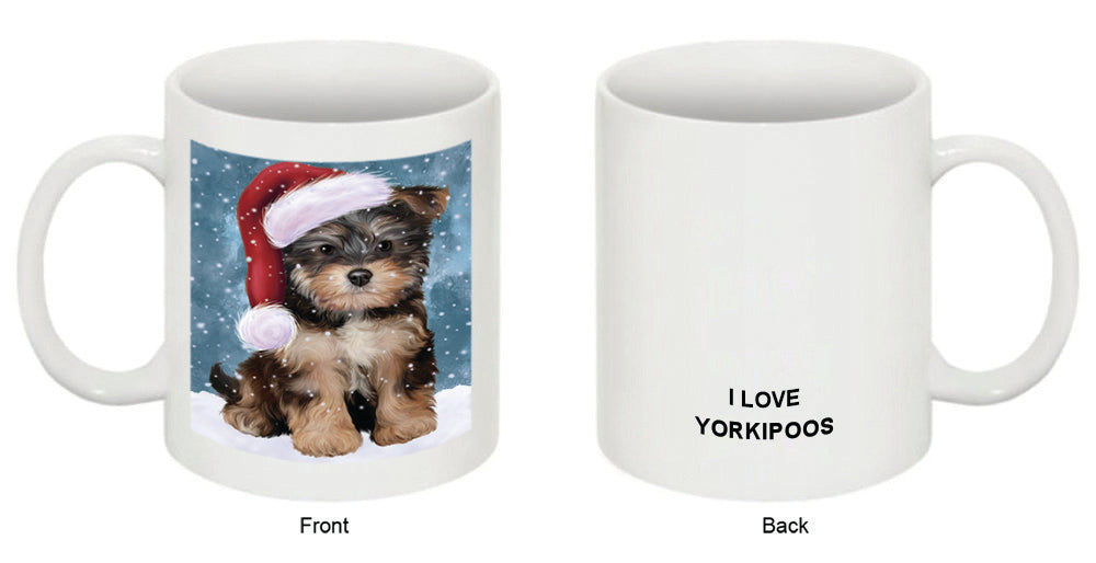 Let it Snow Christmas Holiday Yorkipoo Dog Wearing Santa Hat Coffee Mug MUG49737