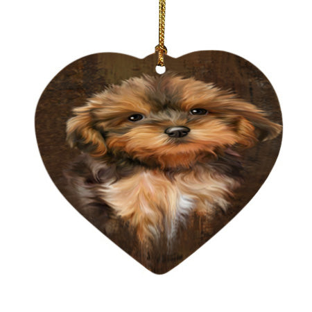Rustic Yorkipoo Dog Heart Christmas Ornament HPOR54508