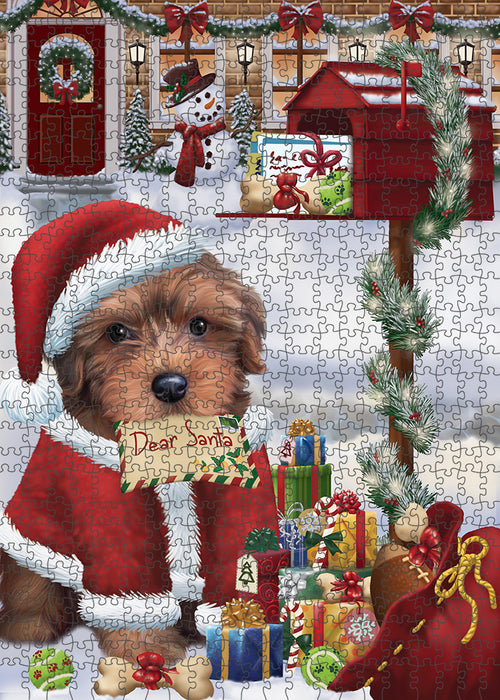 Yorkipoo Dog Dear Santa Letter Christmas Holiday Mailbox Puzzle with Photo Tin PUZL81412