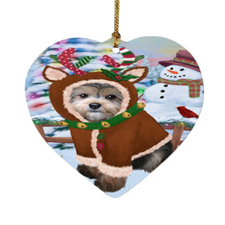 Christmas Gingerbread House Candyfest Yorkipoo Dog Heart Christmas Ornament HPOR56961