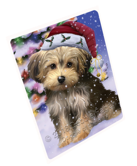 Winterland Wonderland Yorkipoo Dog In Christmas Holiday Scenic Background Cutting Board C65823