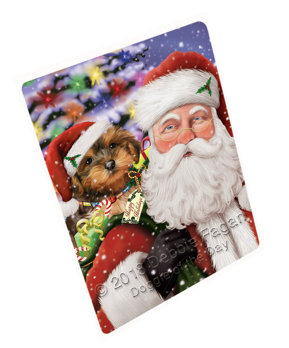 Santa Carrying Yorkipoo Dog and Christmas Presents Large Refrigerator / Dishwasher Magnet RMAG83166