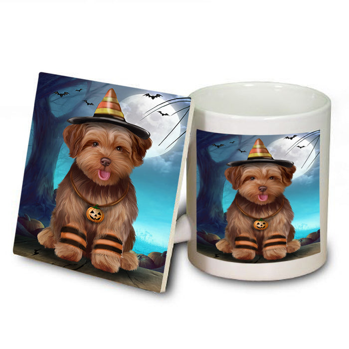 Happy Halloween Trick or Treat Yorkipoo Dog Mug and Coaster Set MUC54537