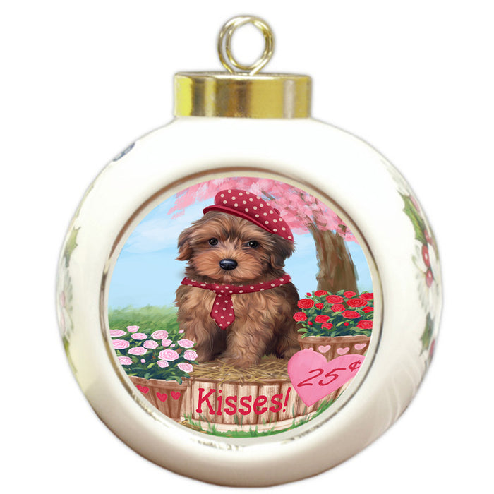 Rosie 25 Cent Kisses Yorkipoo Dog Round Ball Christmas Ornament RBPOR56628