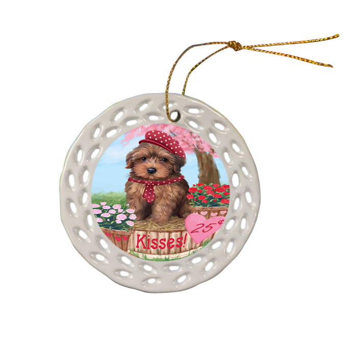 Rosie 25 Cent Kisses Yorkipoo Dog Ceramic Doily Ornament DPOR56628