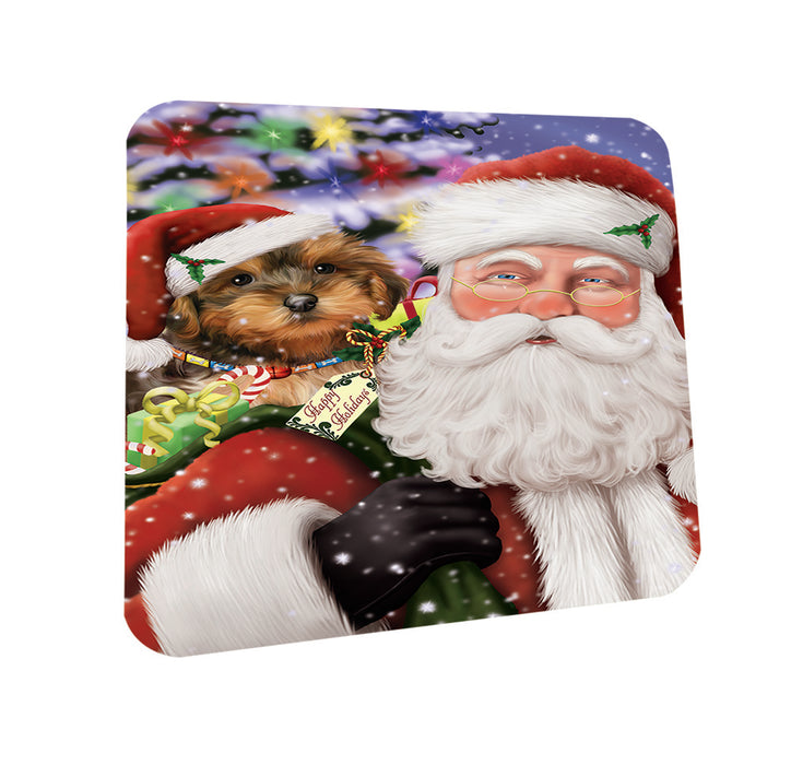 Santa Carrying Yorkipoo Dog and Christmas Presents Coasters Set of 4 CST53672