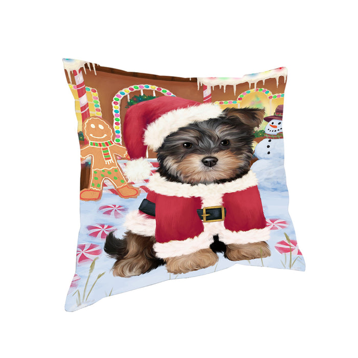Christmas Gingerbread House Candyfest Yorkipoo Dog Pillow PIL80716