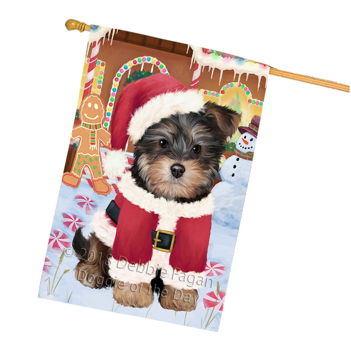 Christmas Gingerbread House Candyfest Yorkipoo Dog House Flag FLG57290