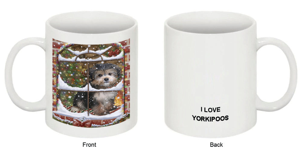 Please Come Home For Christmas Yorkipoo Dog Sitting In Window Coffee Mug MUG49056