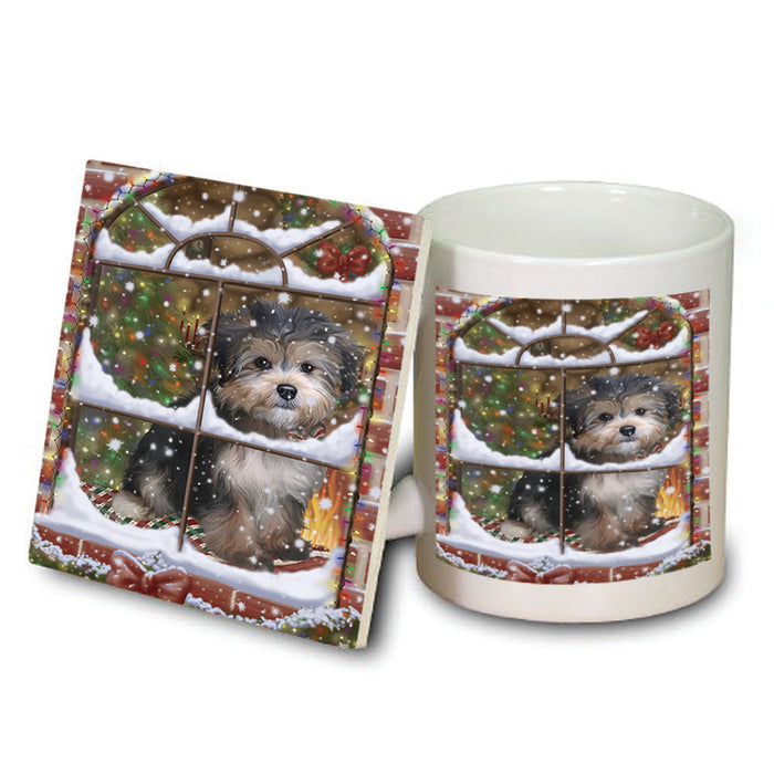 Please Come Home For Christmas Yorkipoo Dog Sitting In Window Mug and Coaster Set MUC53650