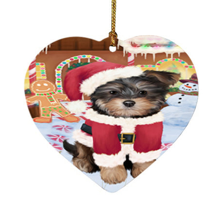 Christmas Gingerbread House Candyfest Yorkipoo Dog Heart Christmas Ornament HPOR56962