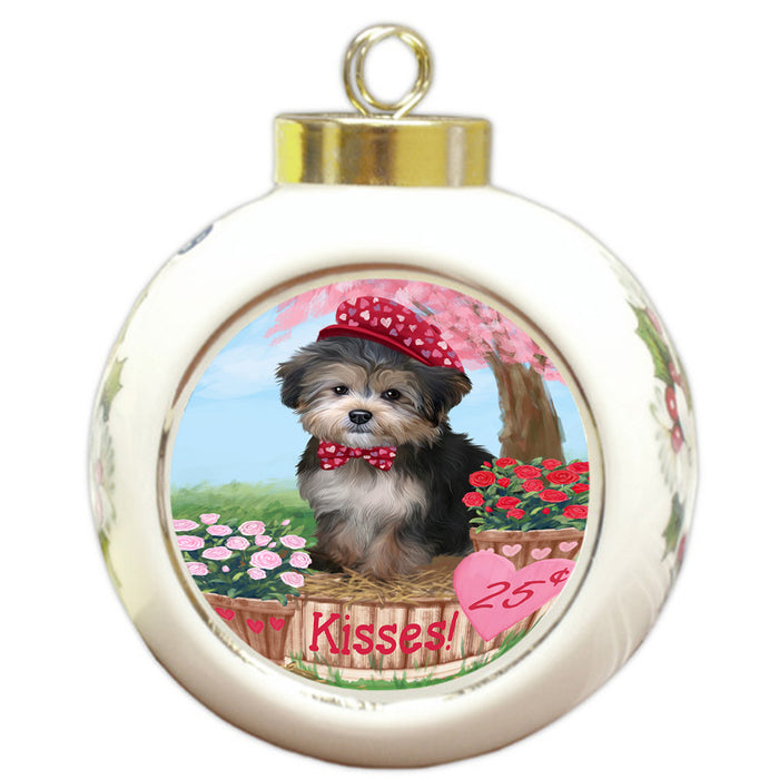 Rosie 25 Cent Kisses Yorkipoo Dog Round Ball Christmas Ornament RBPOR56629