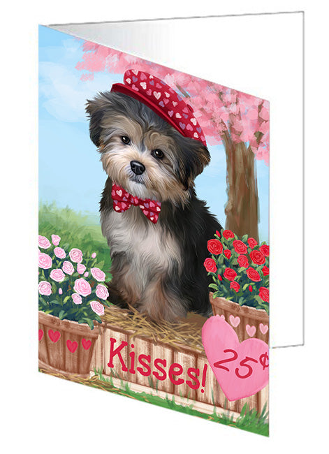 Rosie 25 Cent Kisses Yorkipoo Dog Handmade Artwork Assorted Pets Greeting Cards and Note Cards with Envelopes for All Occasions and Holiday Seasons GCD73334