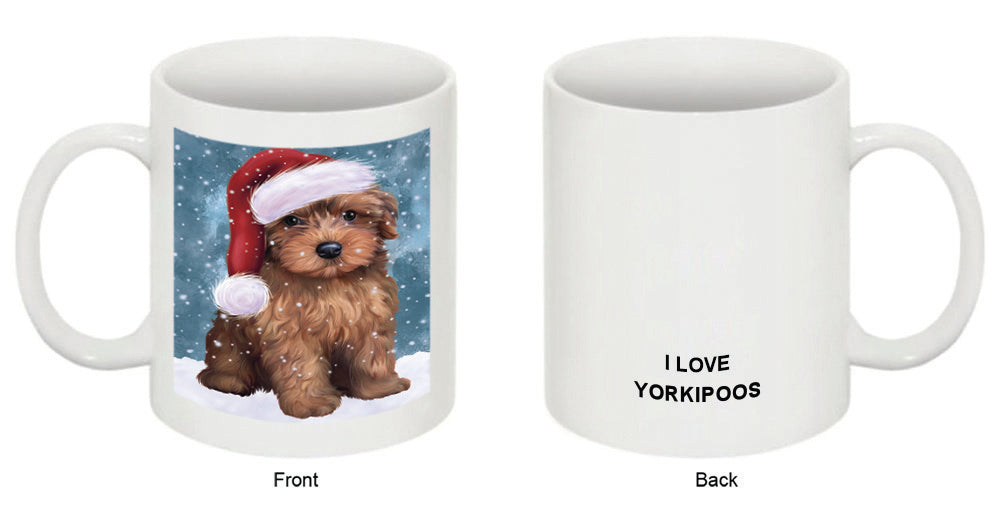 Let it Snow Christmas Holiday Yorkipoo Dog Wearing Santa Hat Coffee Mug MUG49738
