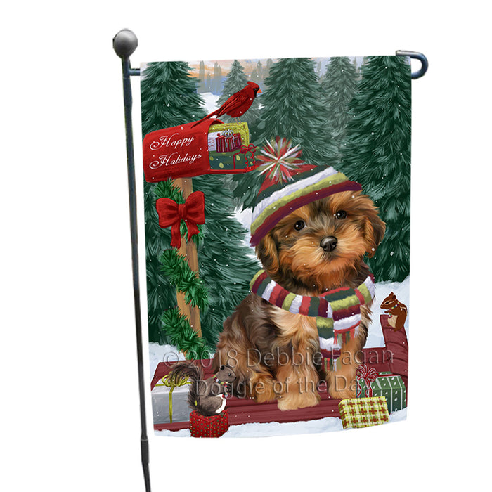 Merry Christmas Woodland Sled Yorkipoo Dog Garden Flag GFLG55371