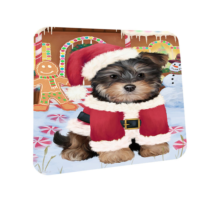 Christmas Gingerbread House Candyfest Yorkipoo Dog Coasters Set of 4 CST56564