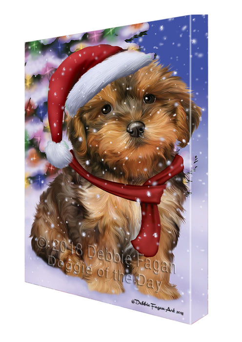 Winterland Wonderland Yorkipoo Dog In Christmas Holiday Scenic Background Canvas Print Wall Art Décor CVS101996