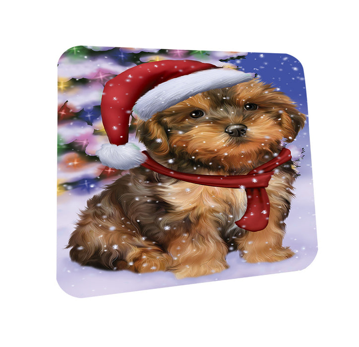 Winterland Wonderland Yorkipoo Dog In Christmas Holiday Scenic Background Coasters Set of 4 CST53752
