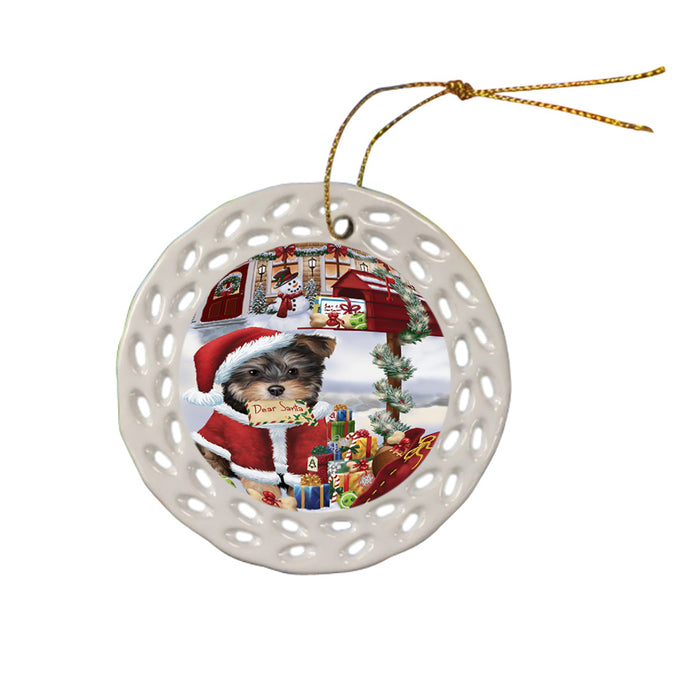 Yorkipoo Dog Dear Santa Letter Christmas Holiday Mailbox Ceramic Doily Ornament DPOR53565