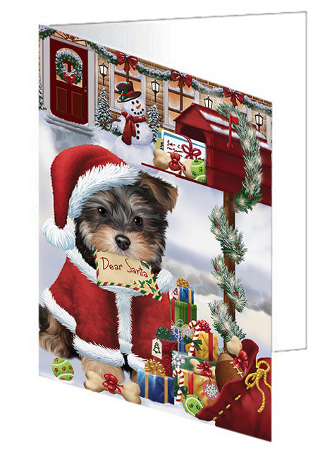 Yorkipoo Dog Dear Santa Letter Christmas Holiday Mailbox Handmade Artwork Assorted Pets Greeting Cards and Note Cards with Envelopes for All Occasions and Holiday Seasons GCD64724