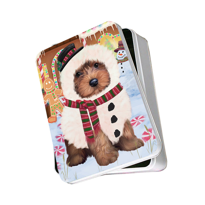 Christmas Gingerbread House Candyfest Yorkipoo Dog Photo Storage Tin PITN56550