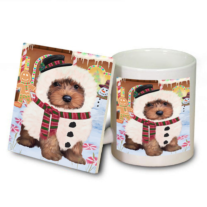 Christmas Gingerbread House Candyfest Yorkipoo Dog Mug and Coaster Set MUC56599