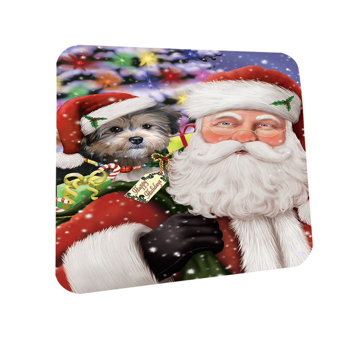 Santa Carrying Yorkipoo Dog and Christmas Presents Coasters Set of 4 CST53674