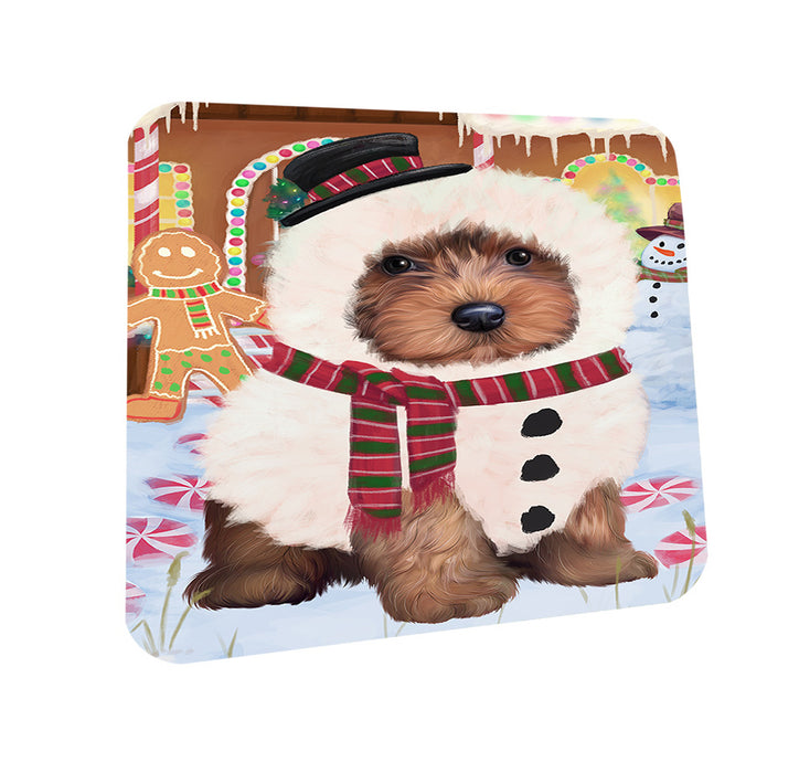 Christmas Gingerbread House Candyfest Yorkipoo Dog Coasters Set of 4 CST56565