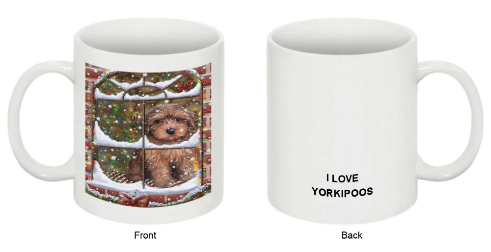 Please Come Home For Christmas Yorkipoo Dog Sitting In Window Coffee Mug MUG49354