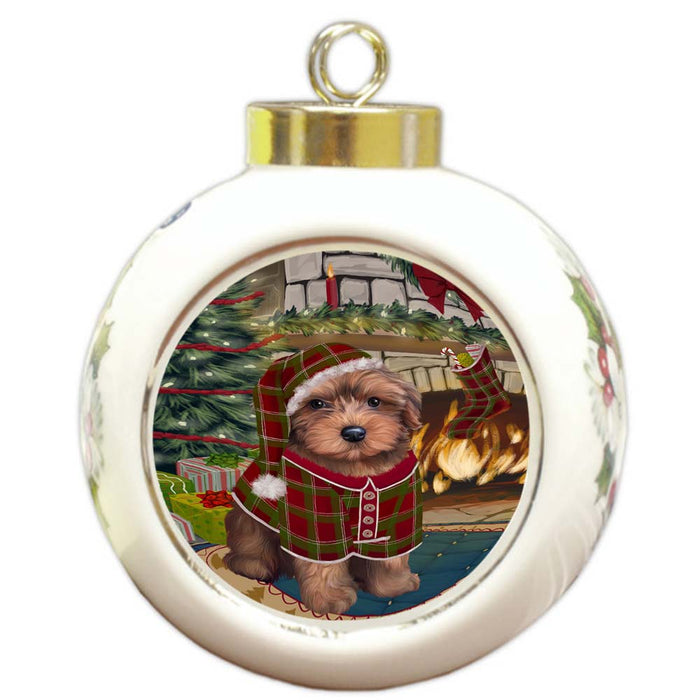 The Stocking was Hung Yorkipoo Dog Round Ball Christmas Ornament RBPOR56025