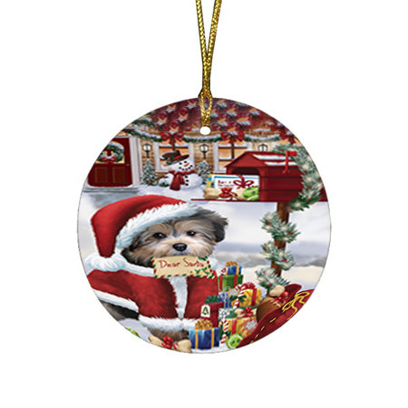 Yorkipoo Dog Dear Santa Letter Christmas Holiday Mailbox Round Flat Christmas Ornament RFPOR53557