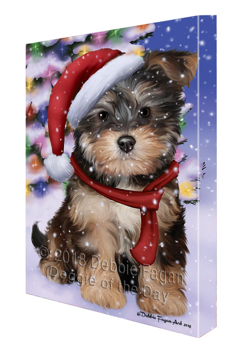 Winterland Wonderland Yorkipoo Dog In Christmas Holiday Scenic Background Canvas Print Wall Art Décor CVS102005