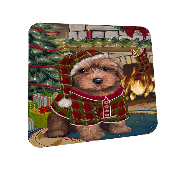 The Stocking was Hung Yorkipoo Dog Coasters Set of 4 CST55627