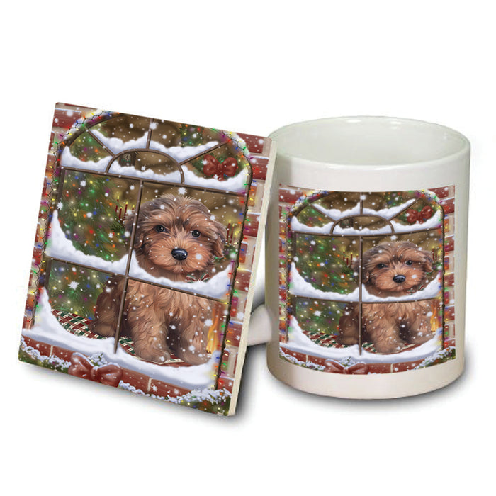 Please Come Home For Christmas Yorkipoo Dog Sitting In Window Mug and Coaster Set MUC53948