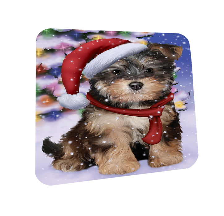 Winterland Wonderland Yorkipoo Dog In Christmas Holiday Scenic Background Coasters Set of 4 CST53753