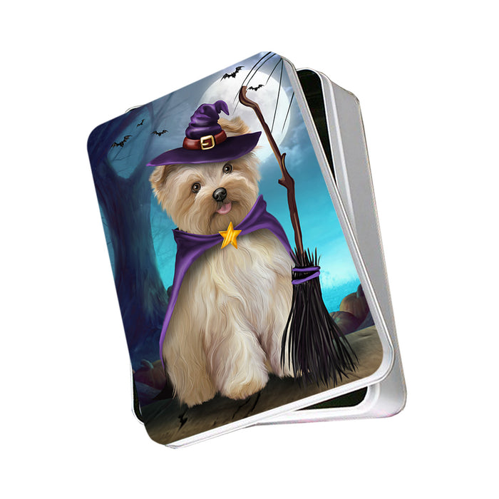 Happy Halloween Trick or Treat Yorkipoo Dog Photo Storage Tin PITN54490