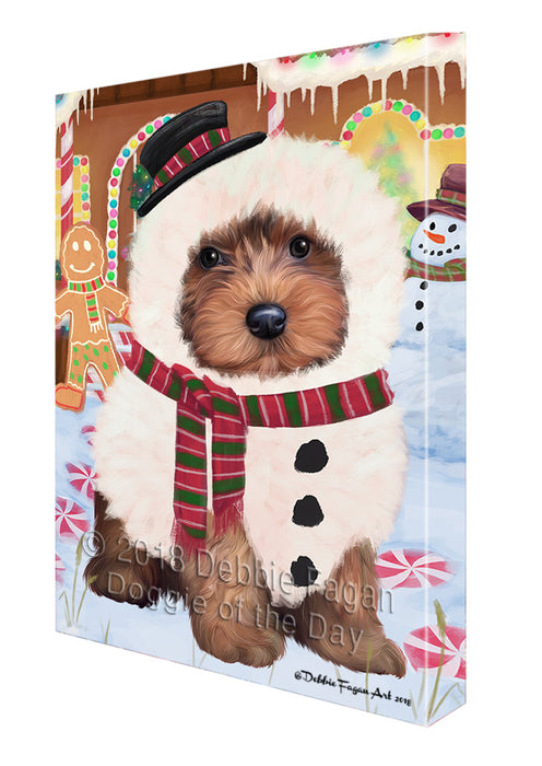 Christmas Gingerbread House Candyfest Yorkipoo Dog Canvas Print Wall Art Décor CVS131687