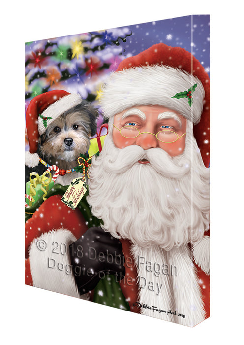 Santa Carrying Yorkipoo Dog and Christmas Presents Canvas Print Wall Art Décor CVS101294
