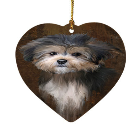 Rustic Yorkipoo Dog Heart Christmas Ornament HPOR54510