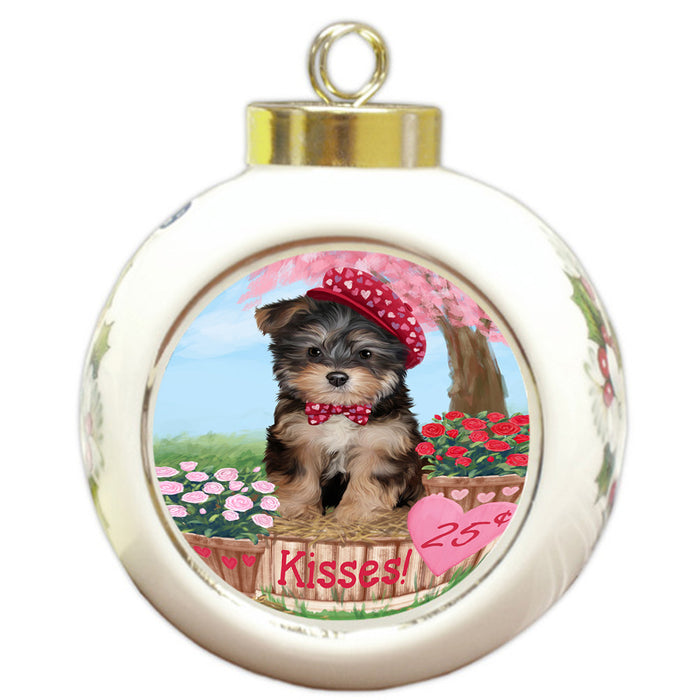 Rosie 25 Cent Kisses Yorkipoo Dog Round Ball Christmas Ornament RBPOR56630