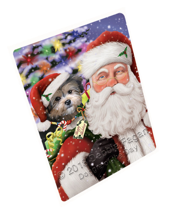 Santa Carrying Yorkipoo Dog and Christmas Presents Large Refrigerator / Dishwasher Magnet RMAG83178