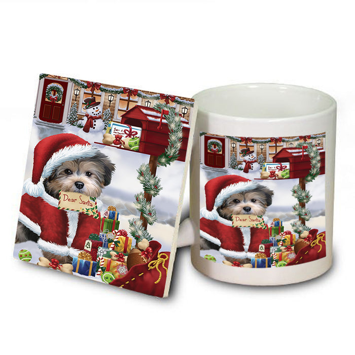 Yorkipoo Dog Dear Santa Letter Christmas Holiday Mailbox Mug and Coaster Set MUC53558