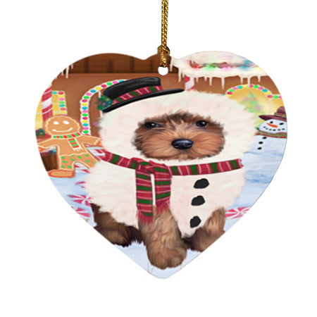 Christmas Gingerbread House Candyfest Yorkipoo Dog Heart Christmas Ornament HPOR56963