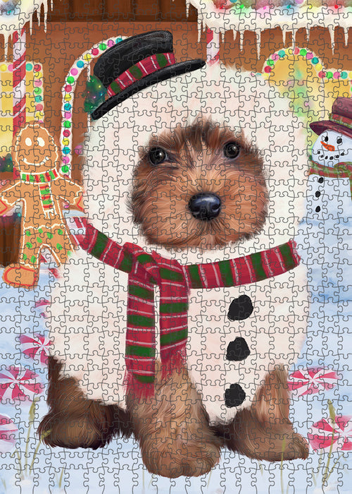 Christmas Gingerbread House Candyfest Yorkipoo Dog Puzzle with Photo Tin PUZL94628