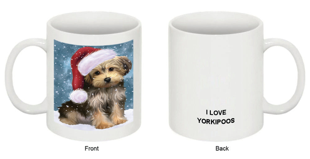 Let it Snow Christmas Holiday Yorkipoo Dog Wearing Santa Hat Coffee Mug MUG49739