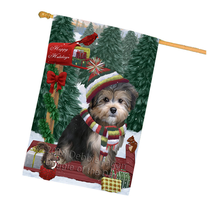 Merry Christmas Woodland Sled Yorkipoo Dog House Flag FLG55509