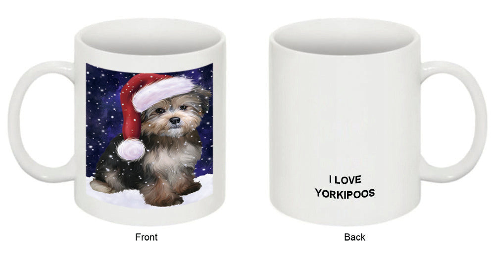 Let it Snow Christmas Holiday Yorkipoo Dog Wearing Santa Hat Coffee Mug MUG49740